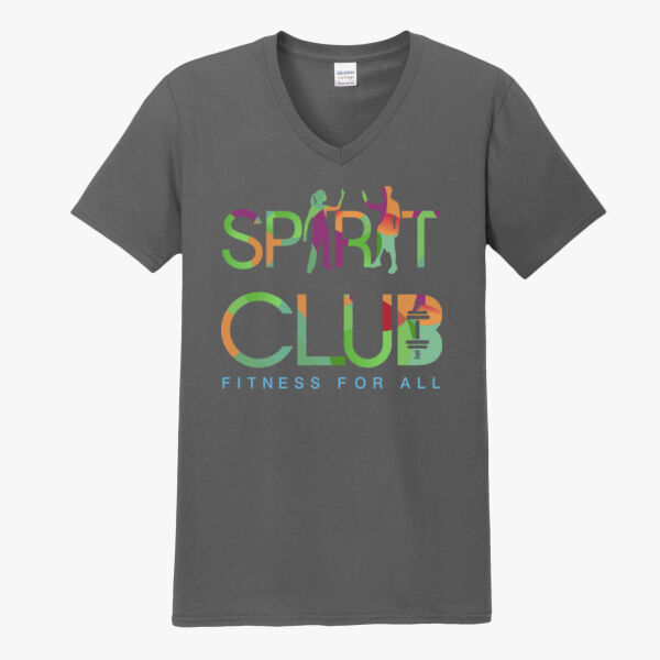 Spirit-Club I WORK OUT 100% Ringspun Cotton Unisex V-Neck T-Shirt CHARCOAL/BLACK/NAVY Thumbnail