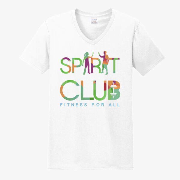 Spirit-Club I WORK OUT 100% Ringspun Cotton Unisex V-Neck T-Shirt WHITE/CHERRY RED/SPORT GREY Thumbnail
